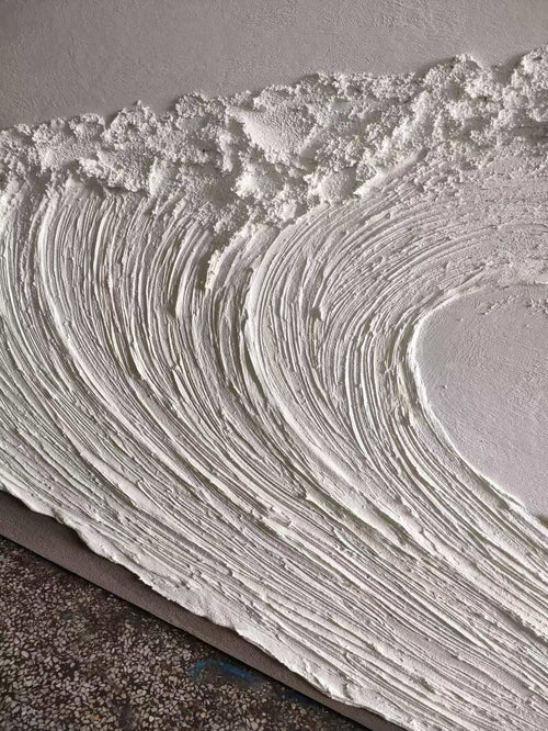Textured Ocean Wave Wall Art – Handcrafted Coastal Relief Canvas