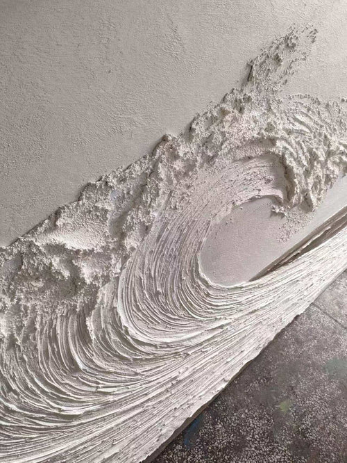 Textured Ocean Wave Wall Art – Handcrafted Coastal Relief Canvas