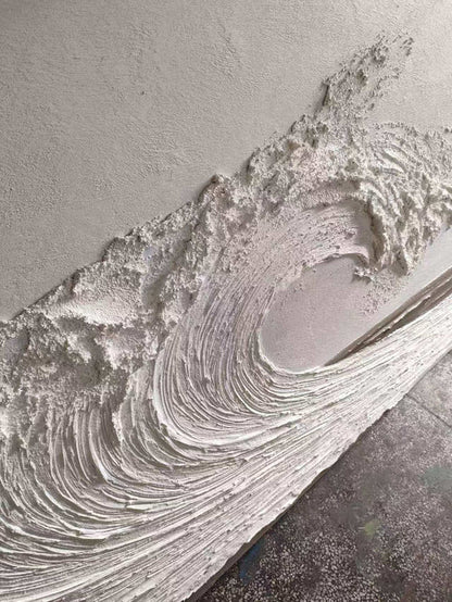 Textured Ocean Wave Wall Art – Handcrafted Coastal Relief Canvas
