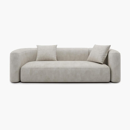 GoFurnitureHub Luxury Curved Velvet Sofa – Modern 3-Seater Minimalist Couch, Cream