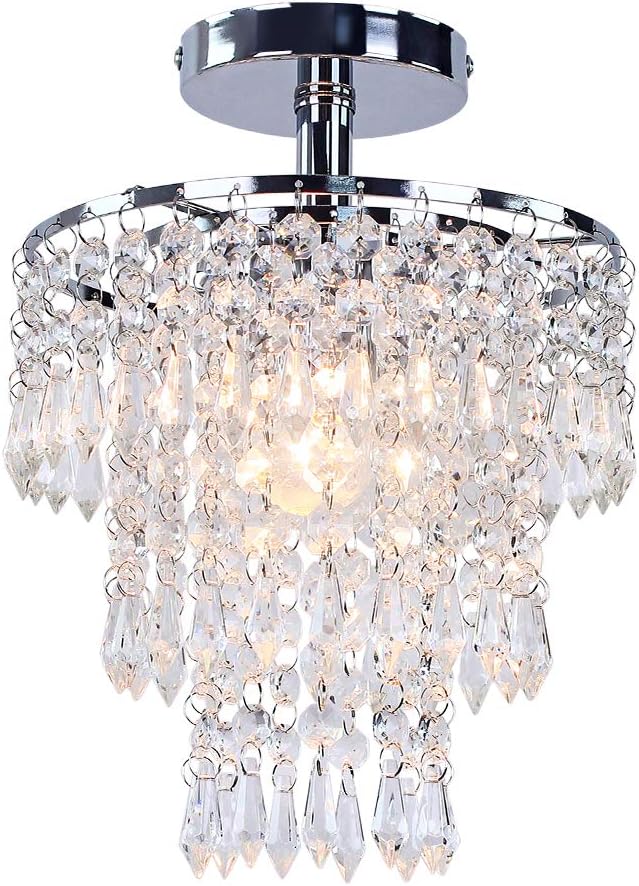 GoFurnitureHub Crystal Raindrop Chandelier – Chrome Ceiling Light