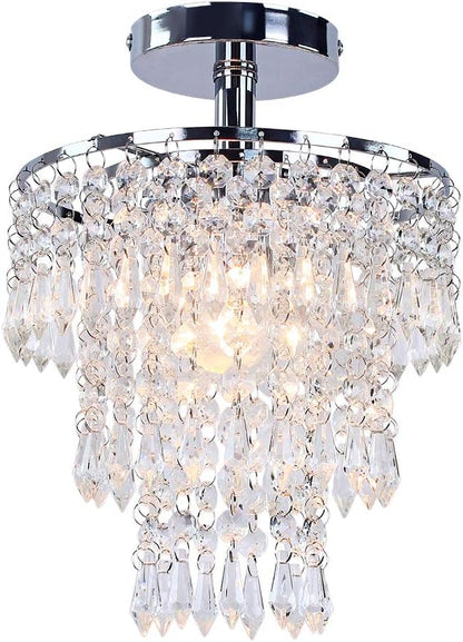 GoFurnitureHub Crystal Raindrop Chandelier – Chrome Ceiling Light