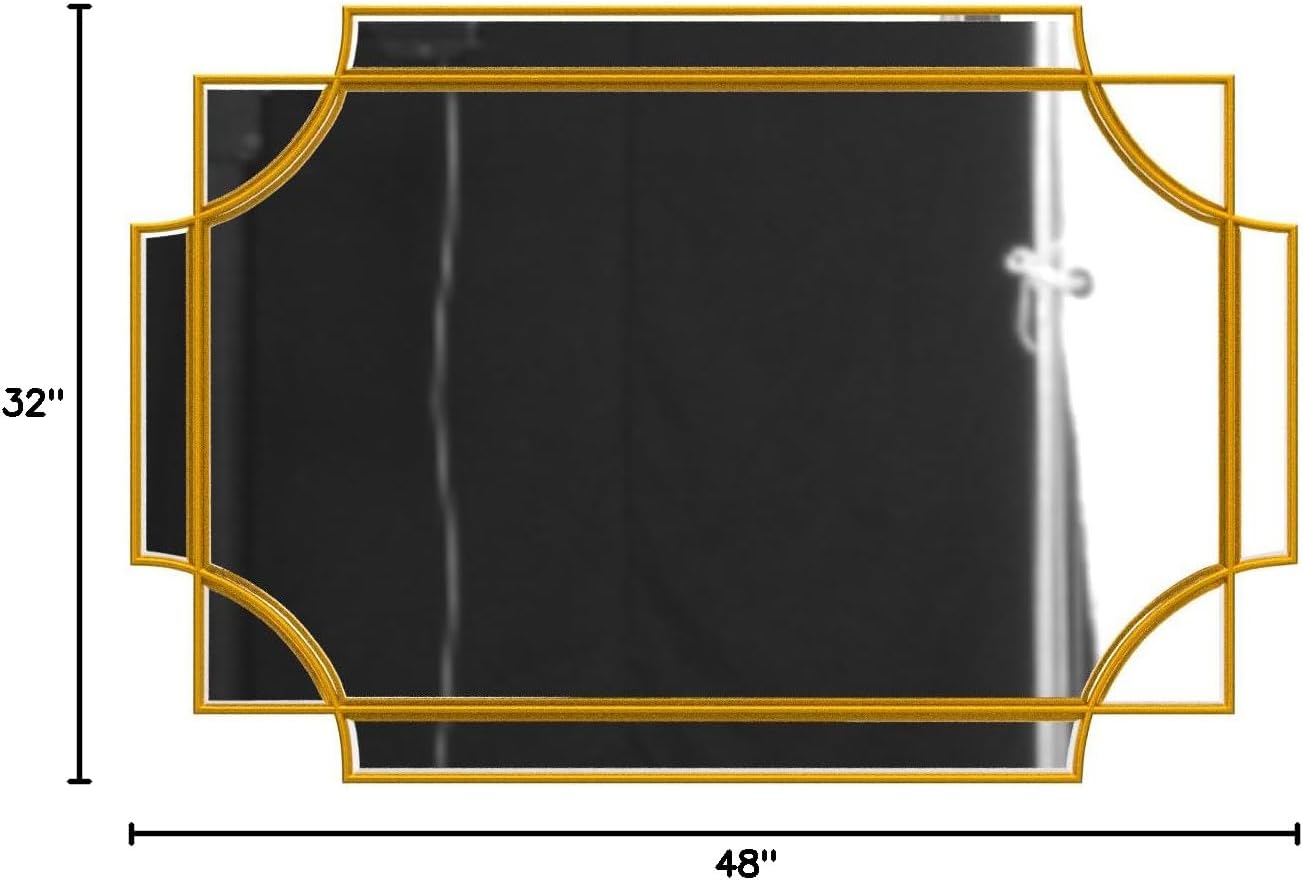 GoFurnitureHub Large Gold Wall Mirror – 32" × 48" Beveled Rectangle Mirror