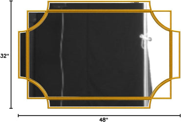 GoFurnitureHub Large Gold Wall Mirror – 32" × 48" Beveled Rectangle Mirror