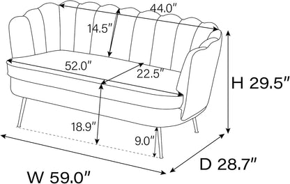 GoFurnitureHub 59" Modern Bouclé Loveseat – Ivory 2-Seater Sofa with Gold Metal Legs