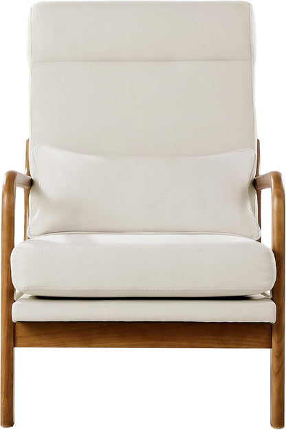 GoFurnitureHub Modern Linen Accent Chair with Solid Wood Frame