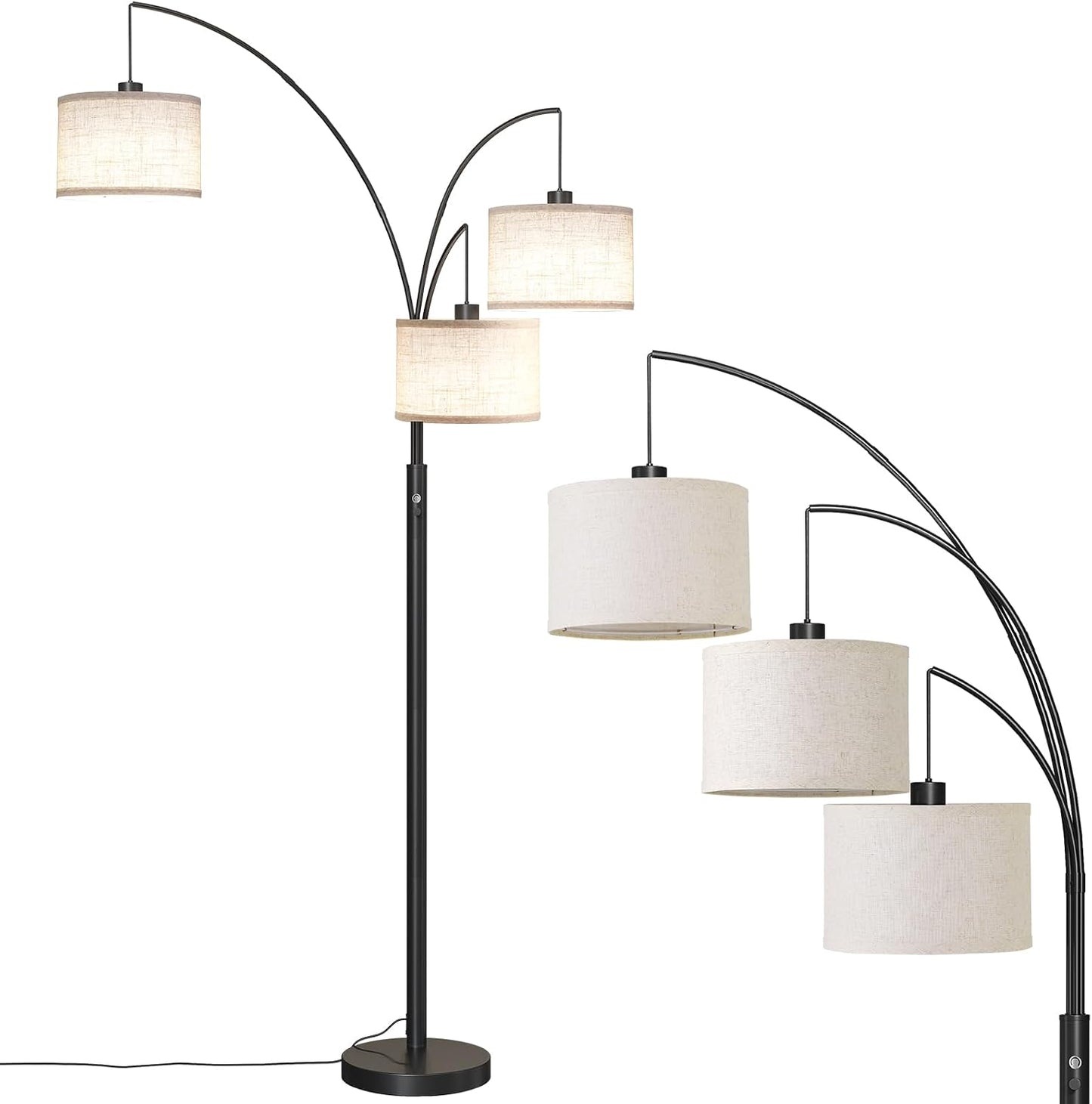 GoFurnitureHub 78" Arched Tree Floor Lamp with Hanging Drum Shades