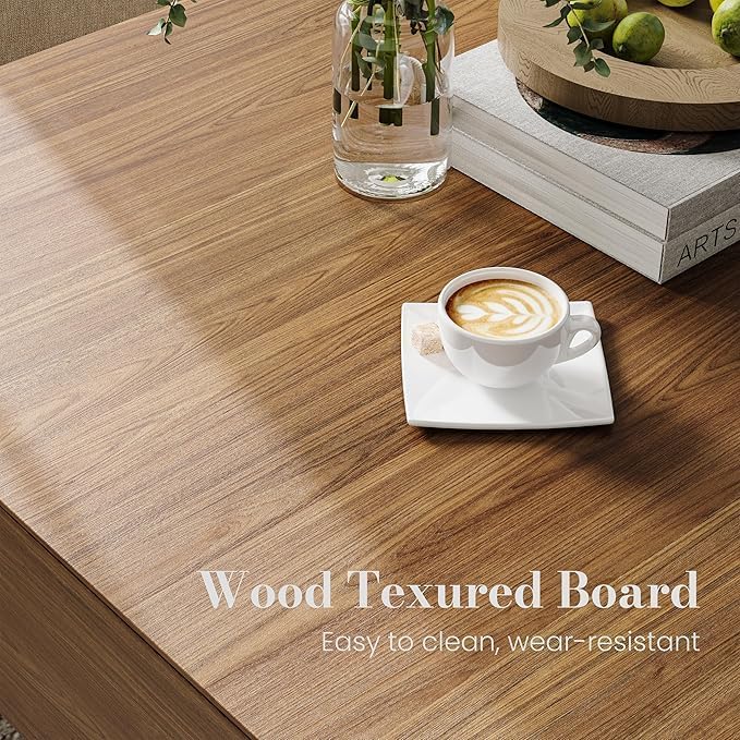 GoFurnitureHub 39.4" Modern Square Coffee Table – Walnut Wood Coffee Table with Hidden Storage