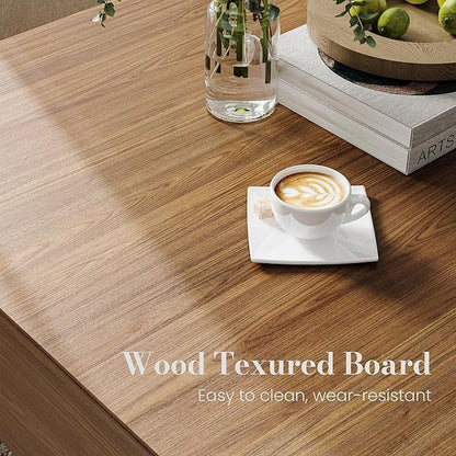 GoFurnitureHub 39.4" Modern Square Coffee Table – Walnut Wood Coffee Table with Hidden Storage
