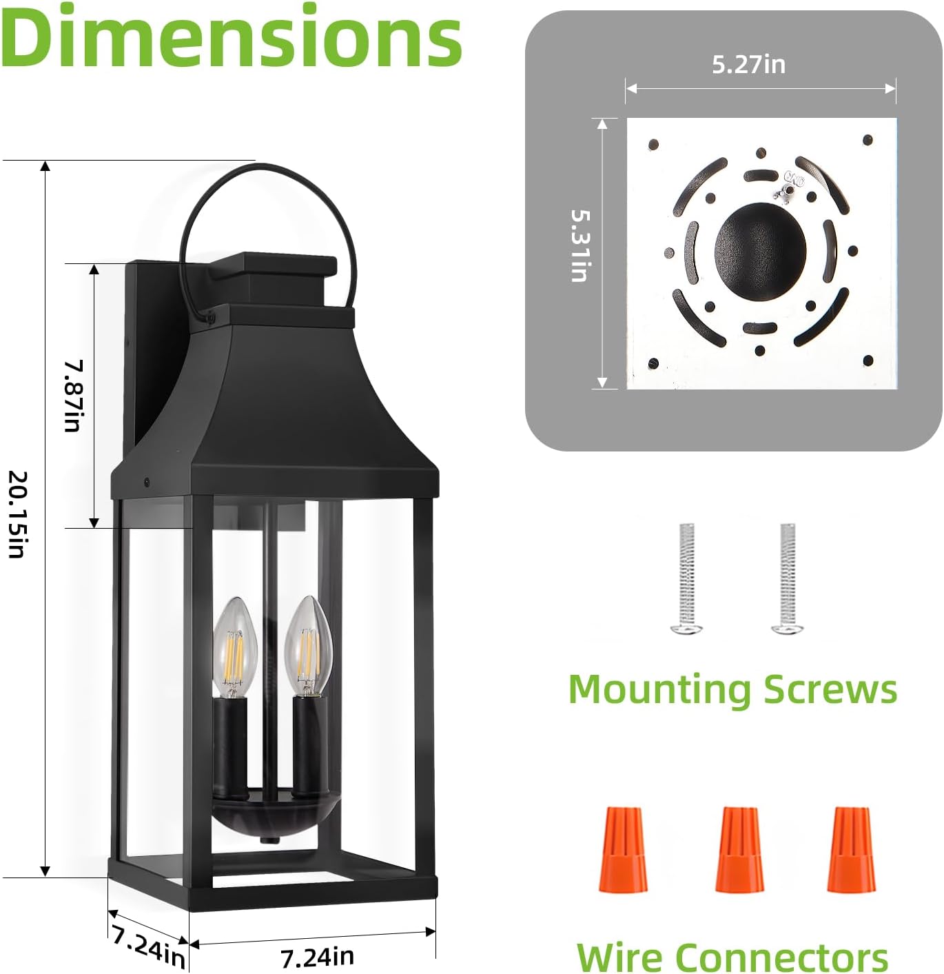 GoFurnitureHub Outdoor Wall Sconce Lanterns – Set of 2