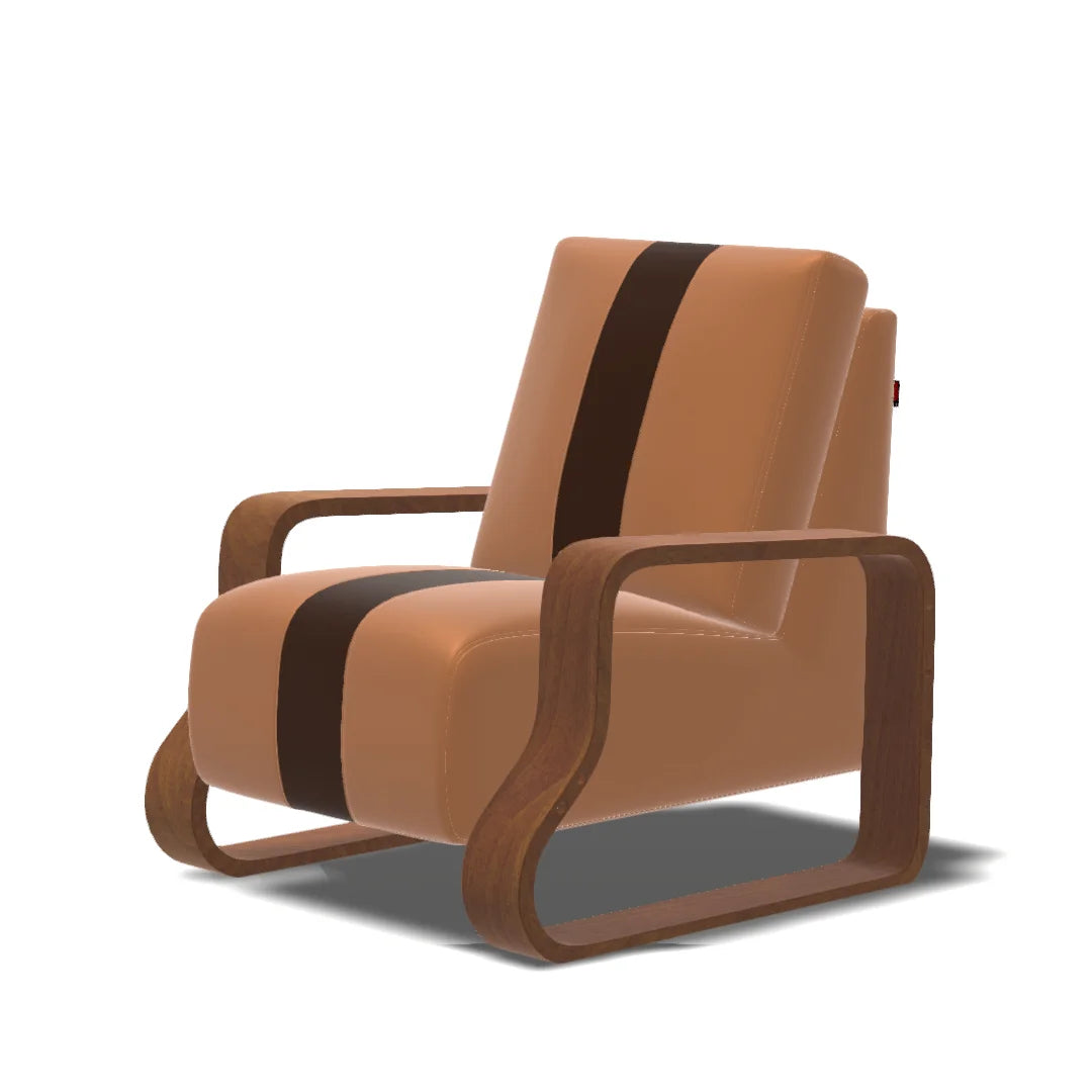 Mid-Century Modern Lounge Chair with Curved Wood Frame