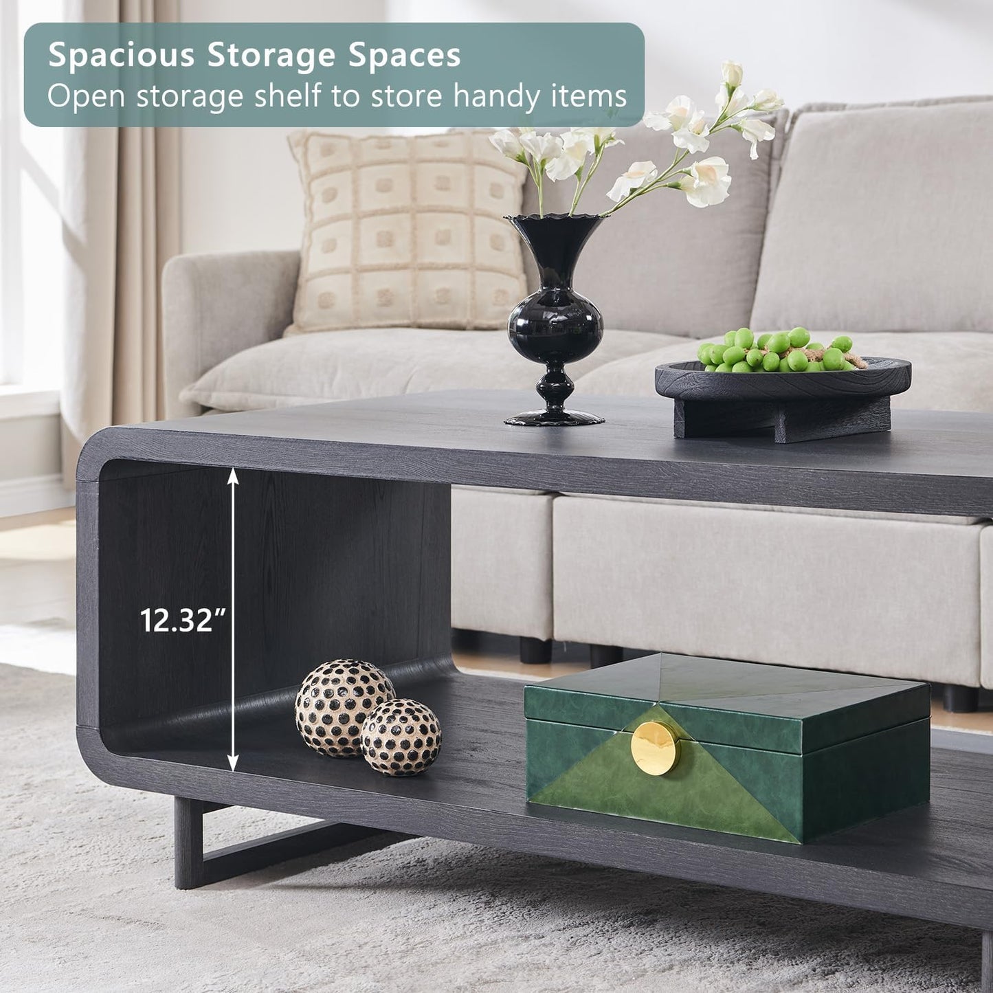 GoFurnitureHub 48" Minimalist Coffee Table with Open Storage Shelf
