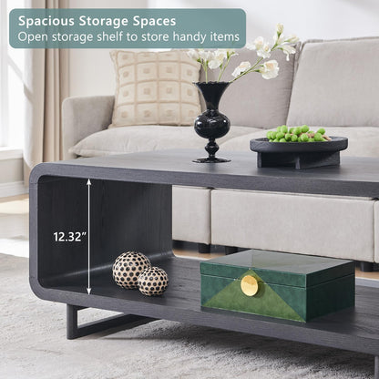 GoFurnitureHub 48" Minimalist Coffee Table with Open Storage Shelf