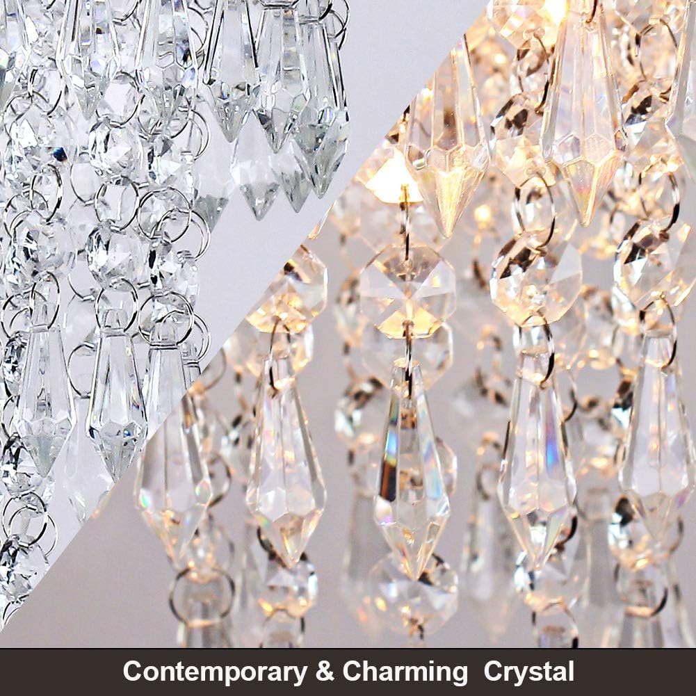 GoFurnitureHub Crystal Raindrop Chandelier – Chrome Ceiling Light