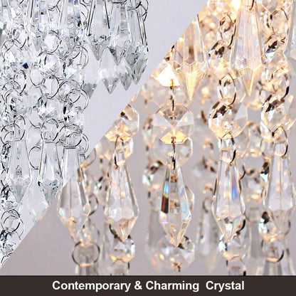 GoFurnitureHub Crystal Raindrop Chandelier – Chrome Ceiling Light