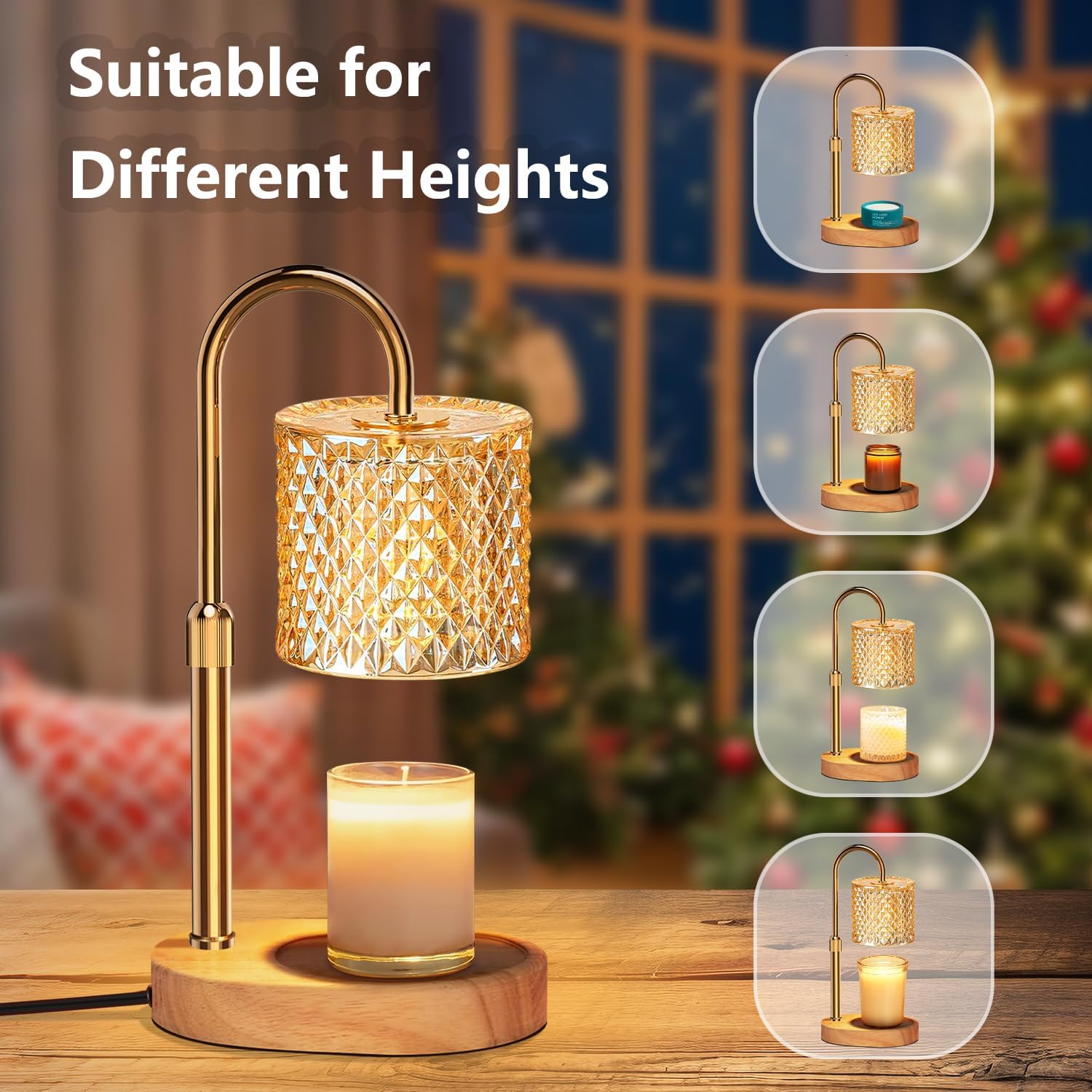 GoFurnitureHub Vintage Adjustable Candle Warmer Lamp with Timer & Dimmer Electric Wax Melter