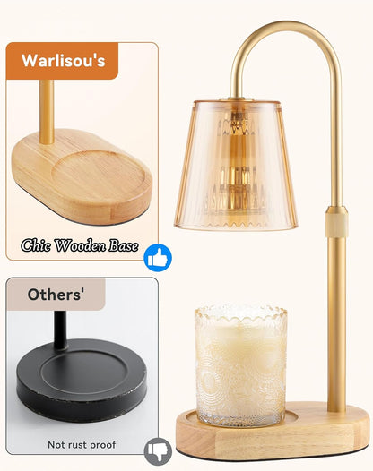 GoFurnitureHub Adjustable Candle Warmer Lamp with Timer Dimmable Flameless Wax Melter for Jar Candles