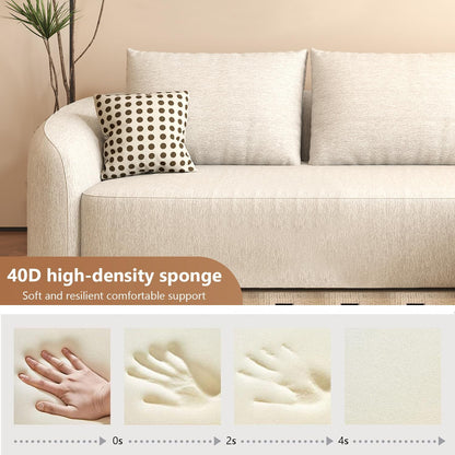 GoFurnitureHub 111" Modular Curved Sectional Sofa – Luxury L-Shaped Cloud Couch with Right Chaise, White