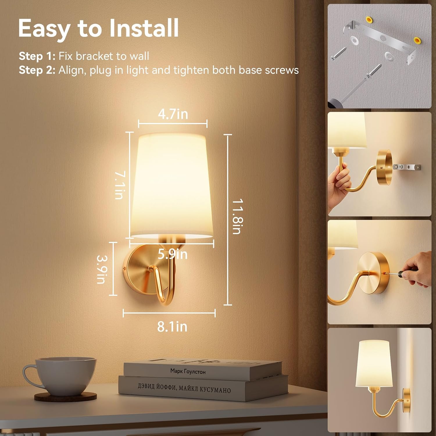 GoFurnitureHub Battery-Operated Wall Sconces – Set of 2