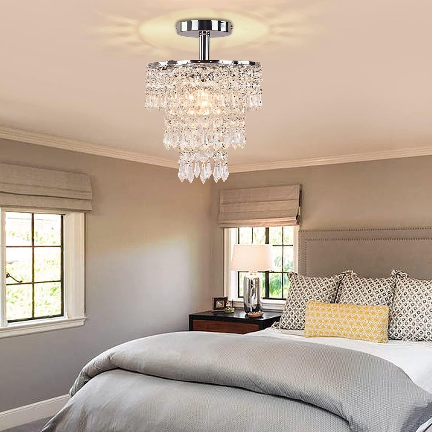 GoFurnitureHub Crystal Raindrop Chandelier – Chrome Ceiling Light