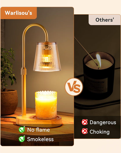 GoFurnitureHub Adjustable Candle Warmer Lamp with Timer Dimmable Flameless Wax Melter for Jar Candles