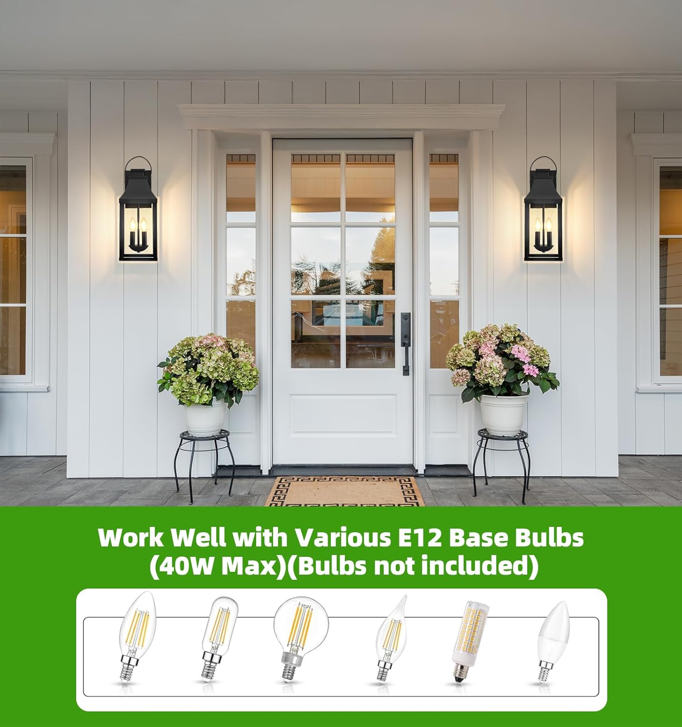 GoFurnitureHub Outdoor Wall Sconce Lanterns – Set of 2