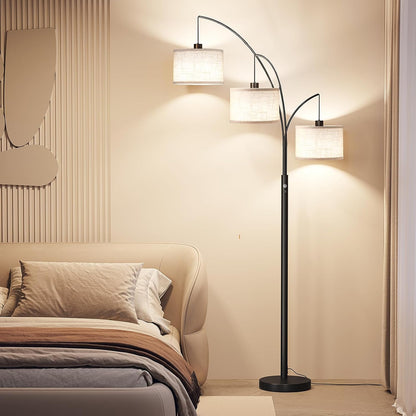 GoFurnitureHub 78" Arched Tree Floor Lamp with Hanging Drum Shades