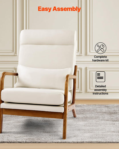 GoFurnitureHub Modern Linen Accent Chair with Solid Wood Frame