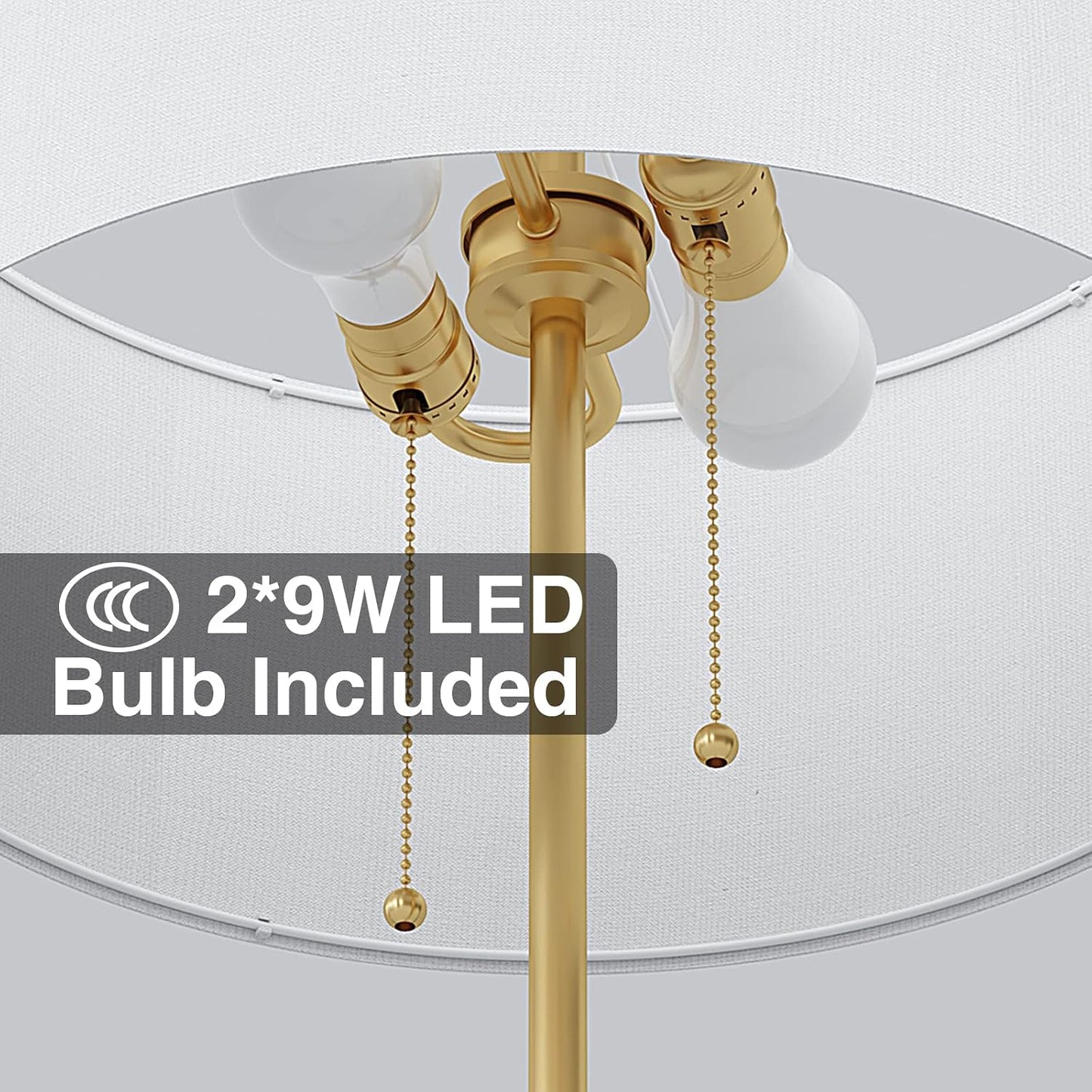 GoFurnitureHub Modern 2-Light Standing Floor Lamp with Fabric Shades