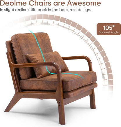 GoFurnitureHub Set of 2 Mid-Century Accent Chairs with Solid Wood Arms
