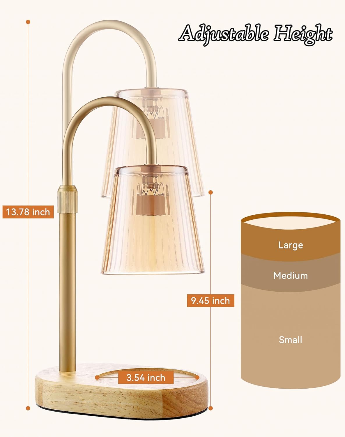GoFurnitureHub Adjustable Candle Warmer Lamp with Timer Dimmable Flameless Wax Melter for Jar Candles
