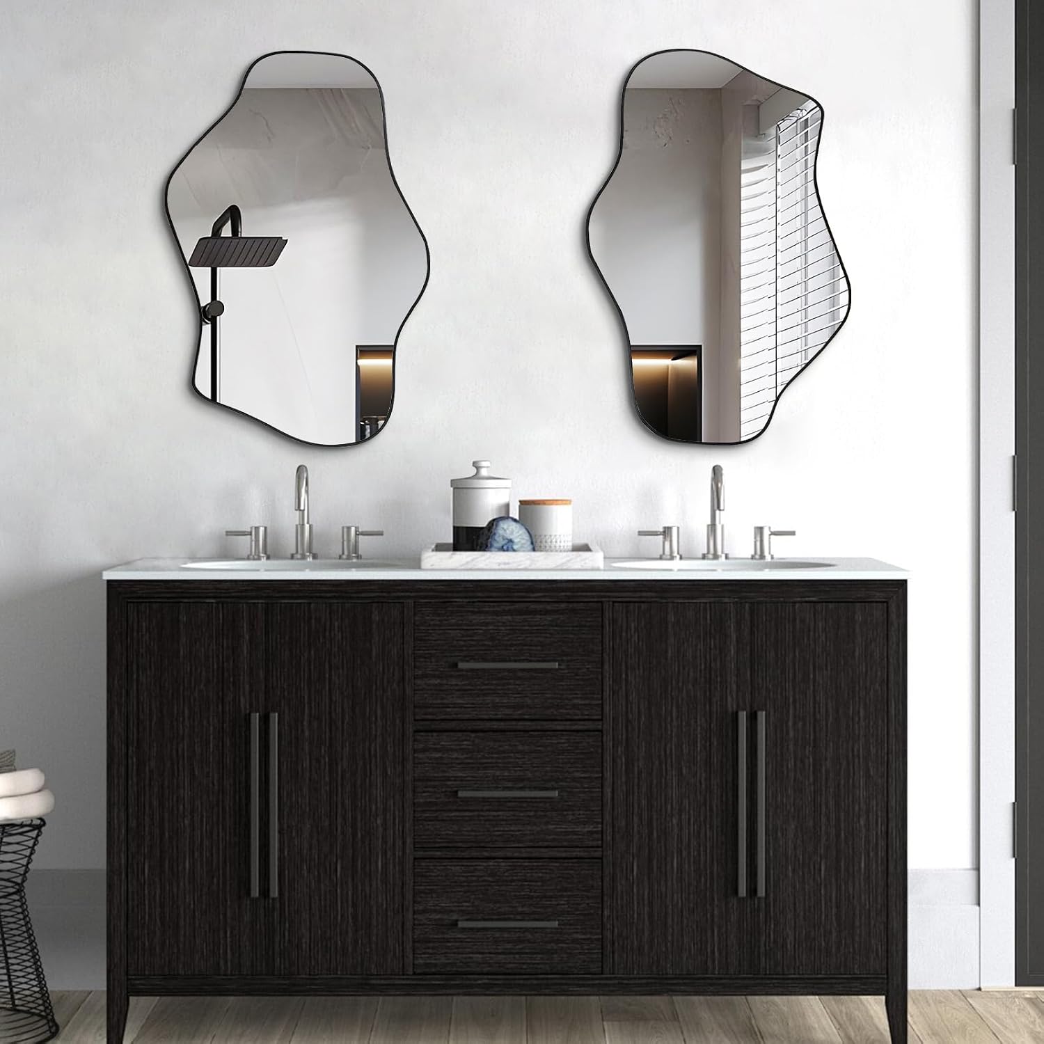 GoFurnitureHub 21" × 14" Asymmetrical Frameless Wall Mirror