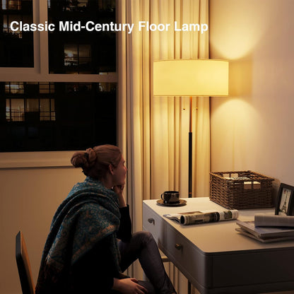 GoFurnitureHub Modern 2-Light Standing Floor Lamp with Fabric Shades