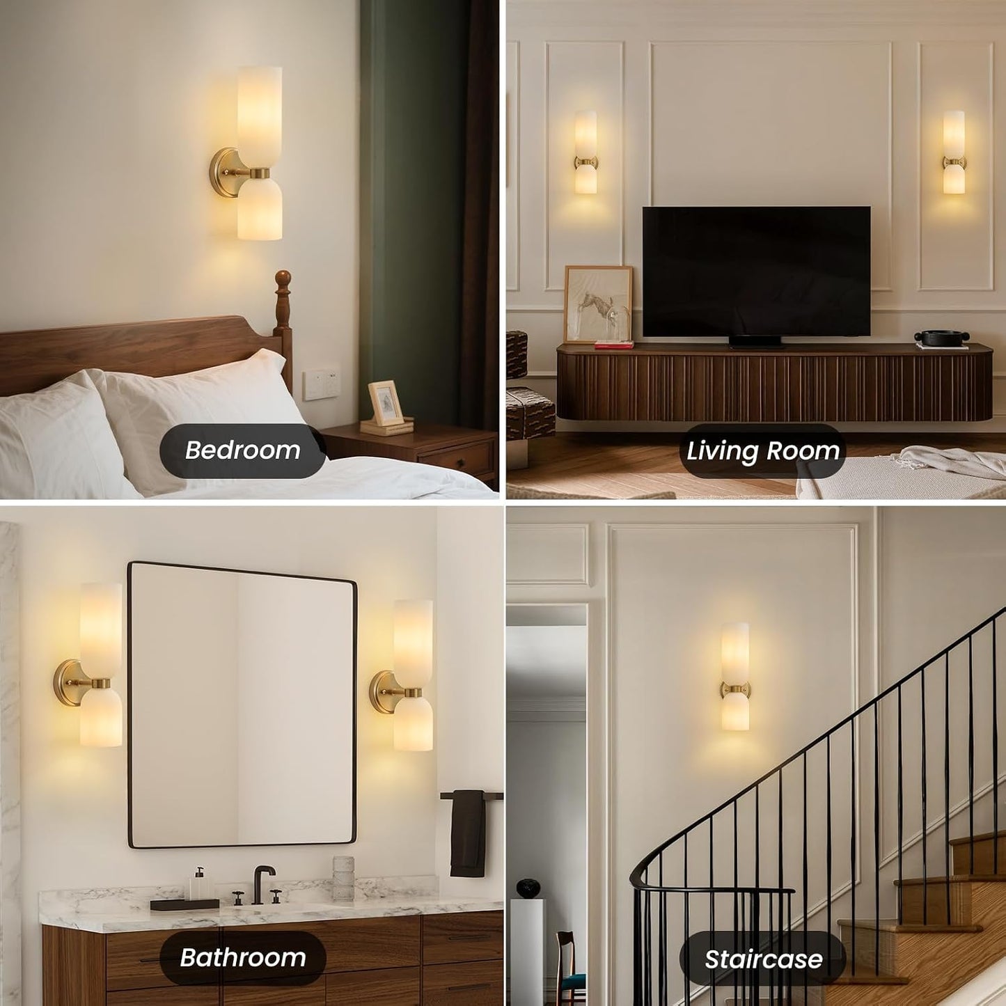 GoFurnitureHub Modern Brushed Gold Wall Sconce Set of 2