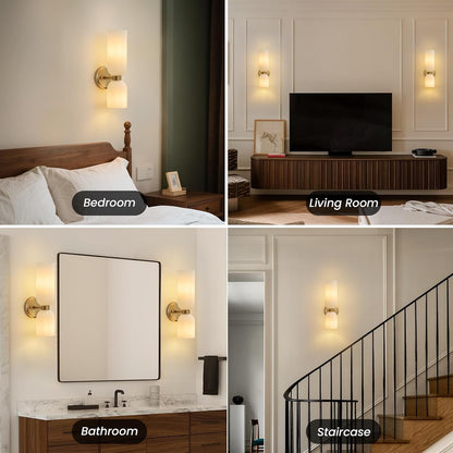 GoFurnitureHub Modern Brushed Gold Wall Sconce Set of 2