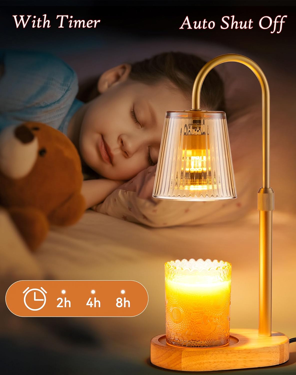 GoFurnitureHub Adjustable Candle Warmer Lamp with Timer Dimmable Flameless Wax Melter for Jar Candles