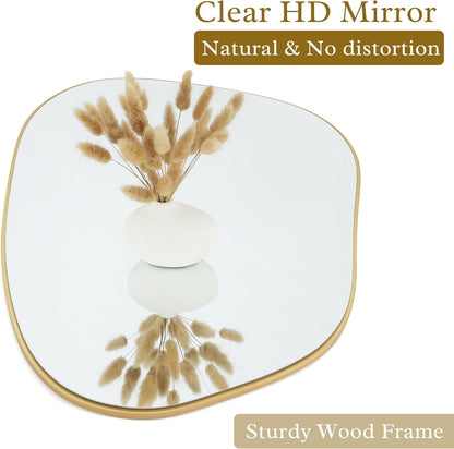 GoFurnitureHub Asymmetrical Gold Wall Mirror – 32" × 24" Modern Decorative Mirror