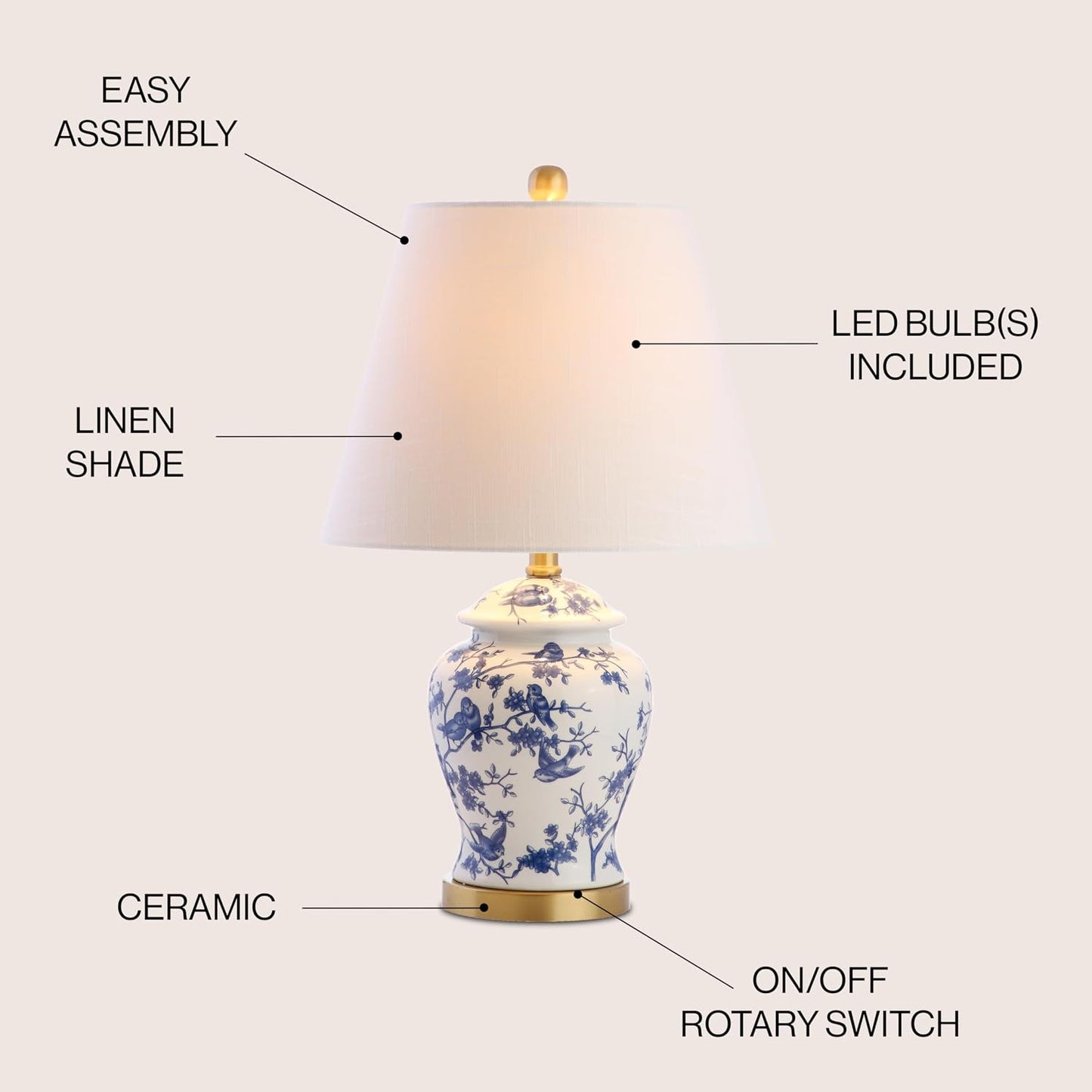 GoFurnitureHub French Country Ceramic Table Lamp – 22"