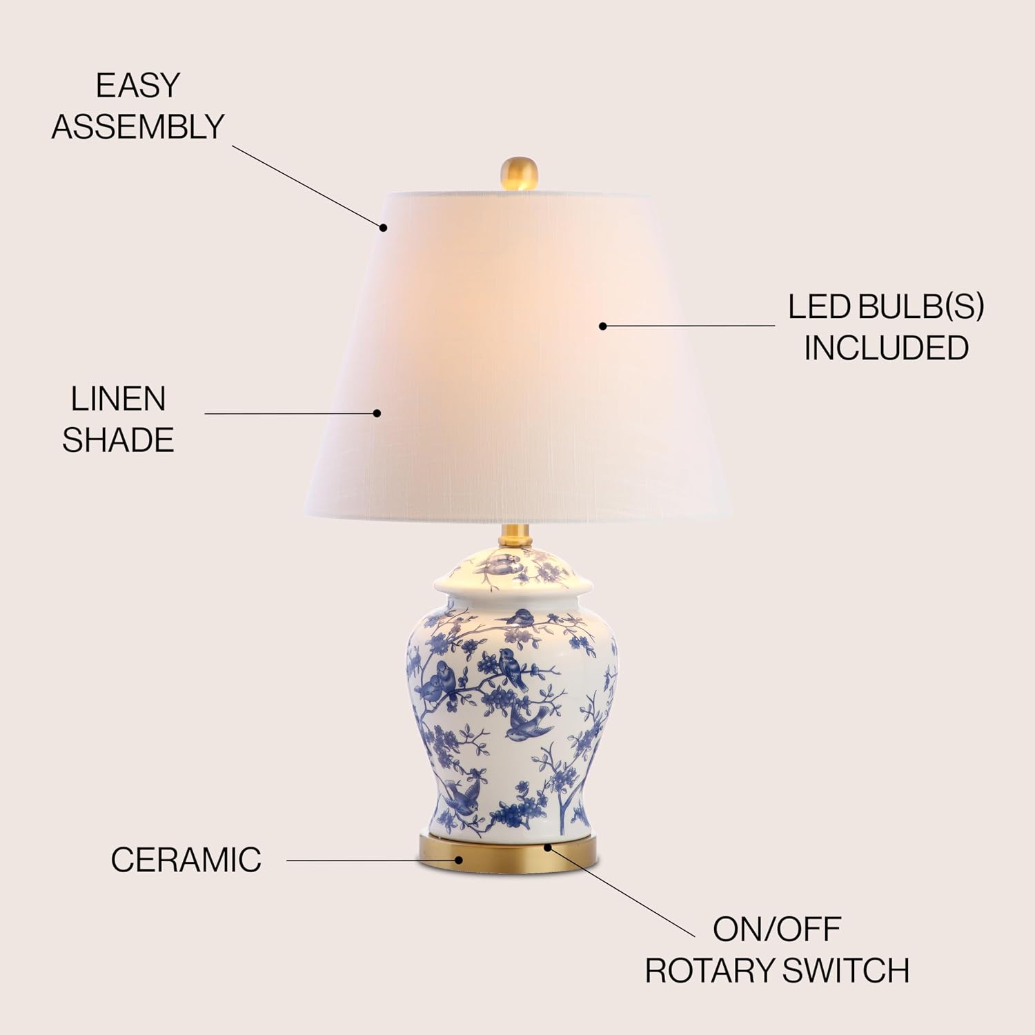 GoFurnitureHub French Country Ceramic Table Lamp – 22"