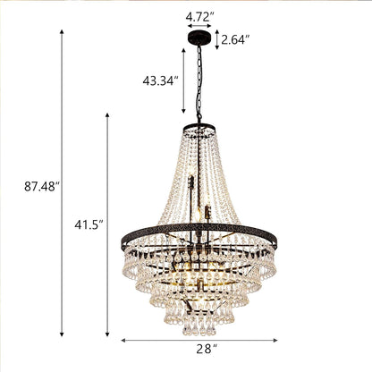 GoFurnitureHub Rustic Farmhouse Crystal Chandelier – 10-Light Bronze Finish