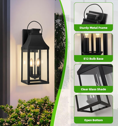 GoFurnitureHub Outdoor Wall Sconce Lanterns – Set of 2