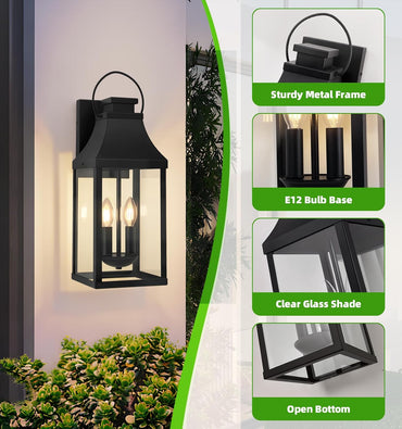 GoFurnitureHub Outdoor Wall Sconce Lanterns – Set of 2