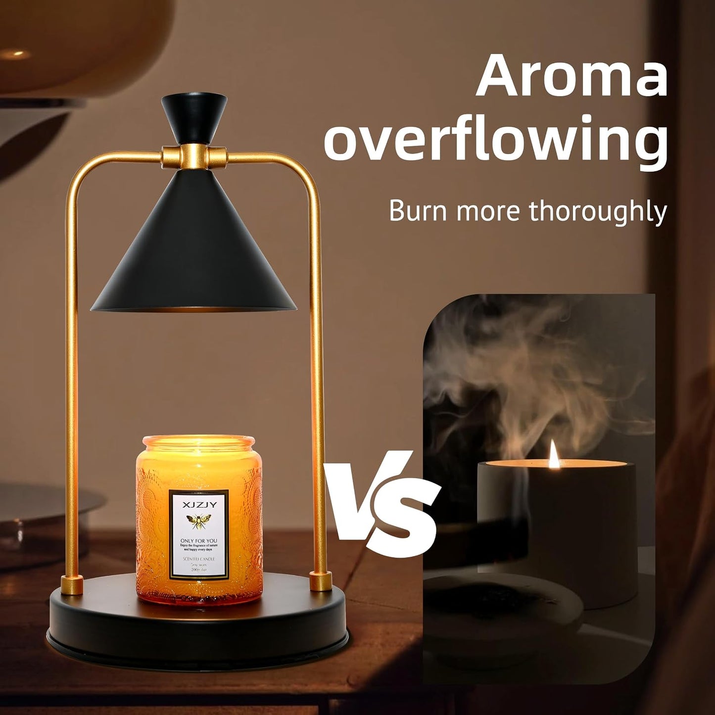 GoFurnitureHub Adjustable Candle Warmer Lamp with Timer – Black