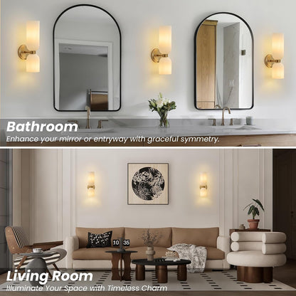 GoFurnitureHub Modern Brushed Gold Wall Sconce Set of 2
