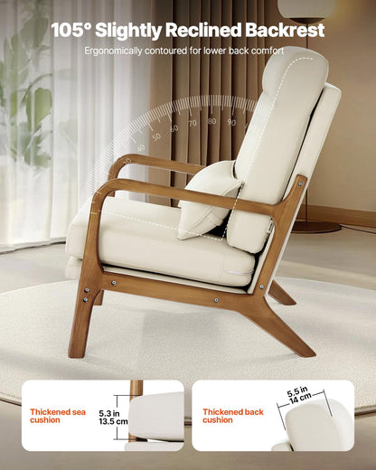 GoFurnitureHub Modern Linen Accent Chair with Solid Wood Frame
