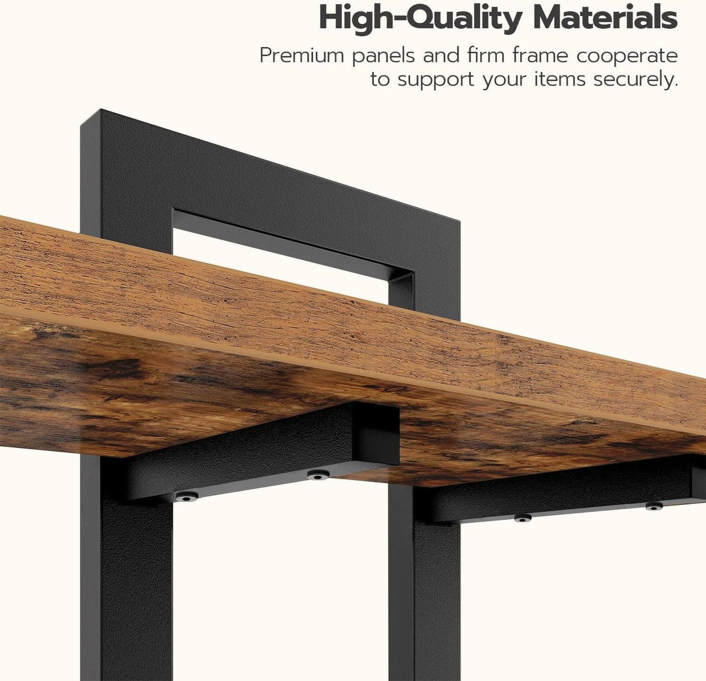 GoFurnitureHub 15" Floating Wall Shelf Set of 2 – 2-Tier Rustic Brown & Black Wall Mounted Storage Shelves