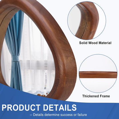GoFurnitureHub 15" Asymmetrical Wood Wall Mirror – Modern Irregular Decorative Mirror, Black Walnut