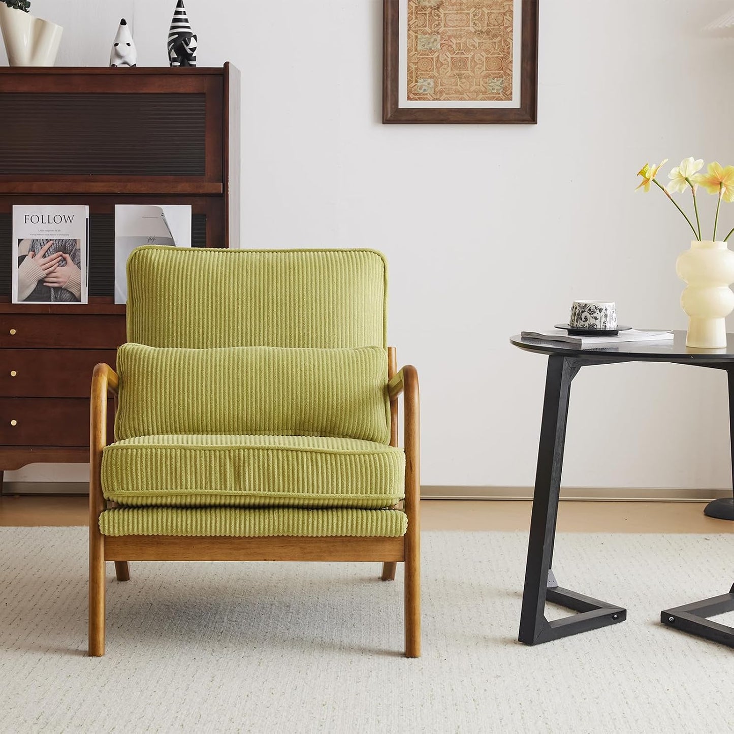 GoFurnitureHub Modern Corduroy Lounge Chair for Living Room & Bedroom
