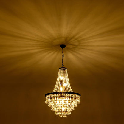 GoFurnitureHub Rustic Farmhouse Crystal Chandelier – 10-Light Bronze Finish
