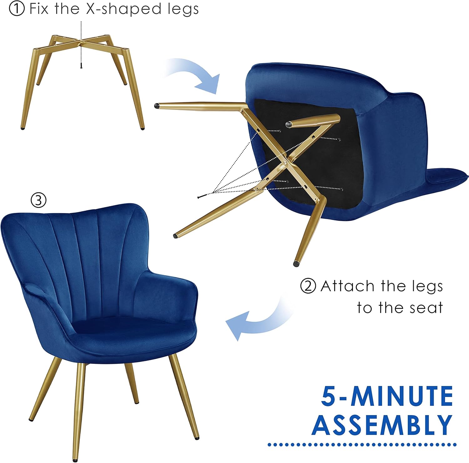 GoFurnitureHub Contemporary Velvet Lounge Chair for Living Room & Bedroom